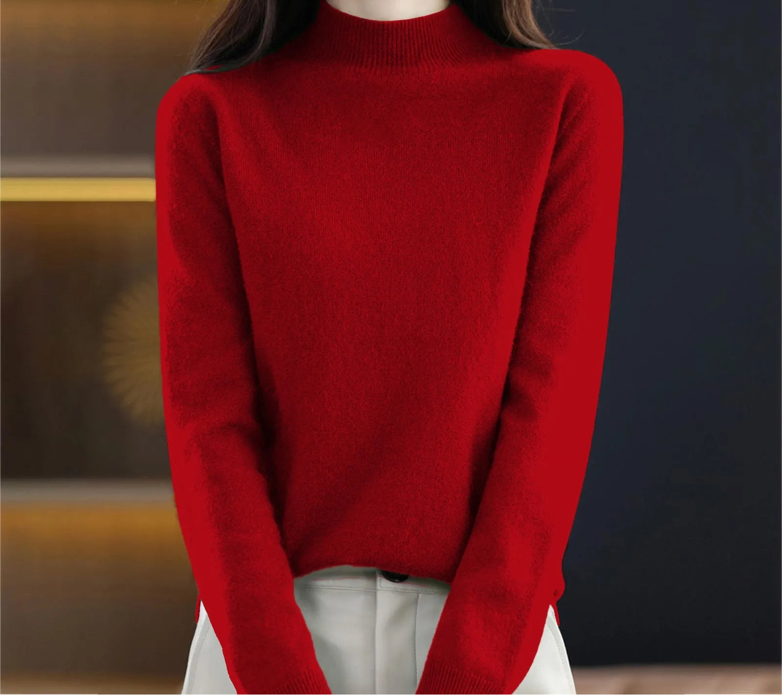 100% Pure Wool Half-Neck Pullover In Autumn And Winter New Cashmere Sweater Women'S Casual Knit Top Warm Jumper Tops 17 Colors