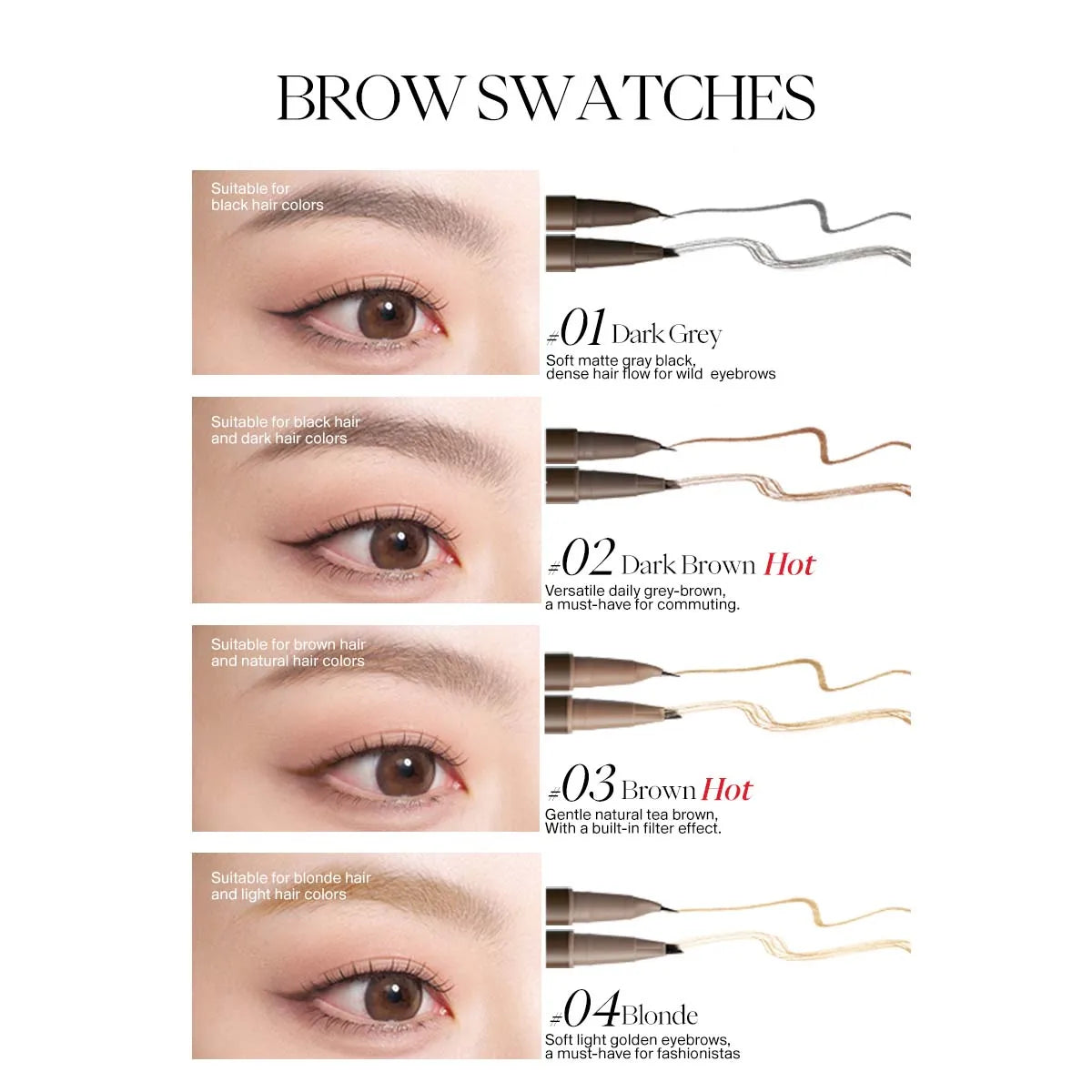 JOOCYEE Double Headed Brow Pencil  Dual-Head Design Wild Natural Eyebrows Smooth Long-Lasting