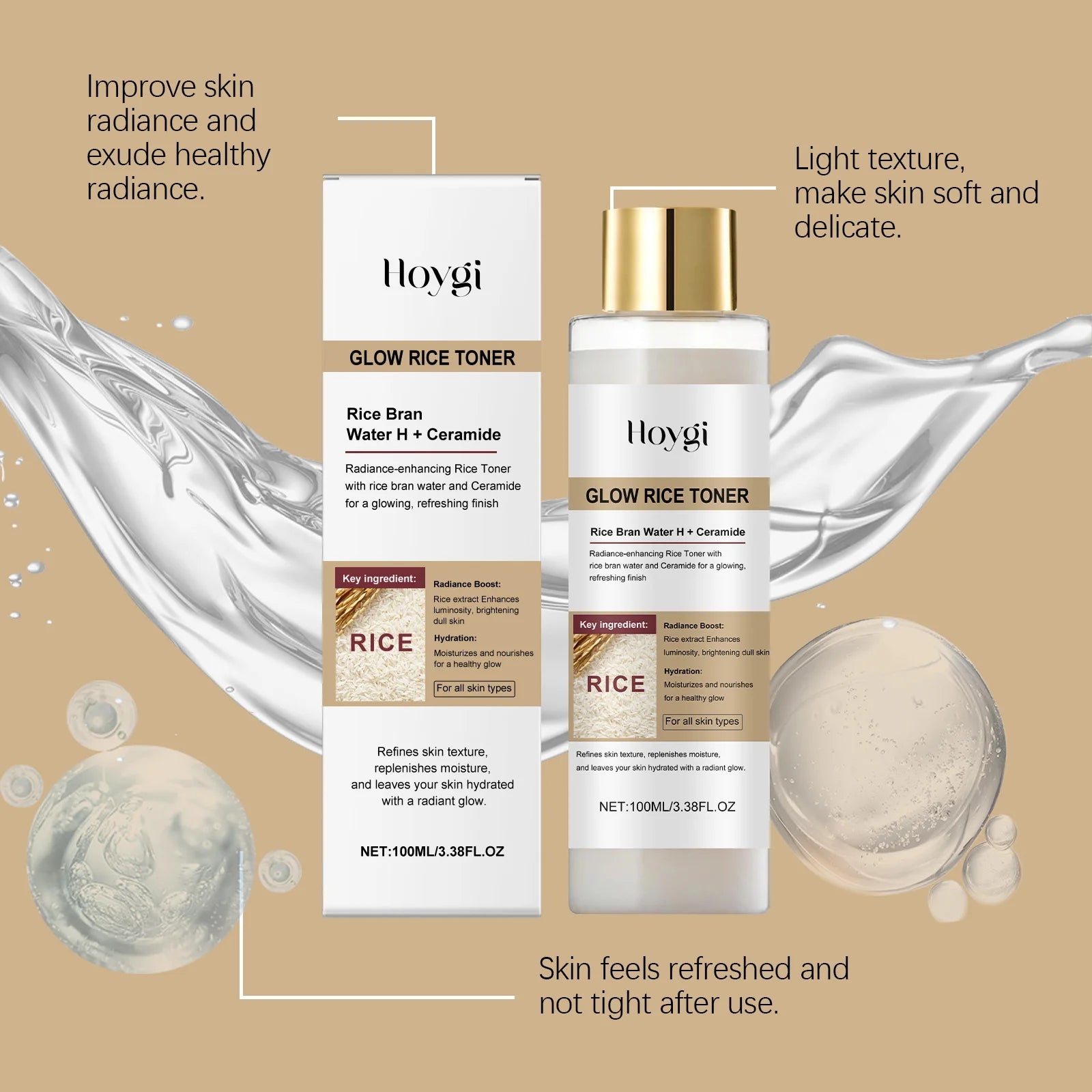 Brightening Rice Toner: Hydrating & Nourishing Toner for Oil-Control & Moisture Balance, Enhances Radiance & Revitalizes Skin