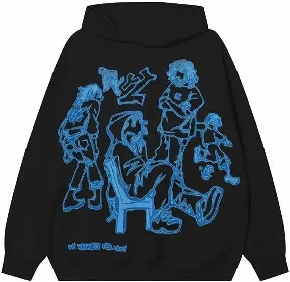 Aelfric Eden Mens Graphic Oversized Hoodie Cartoon Character Print Streetwear Casual hoodies y2k Hooded Sweatshirt