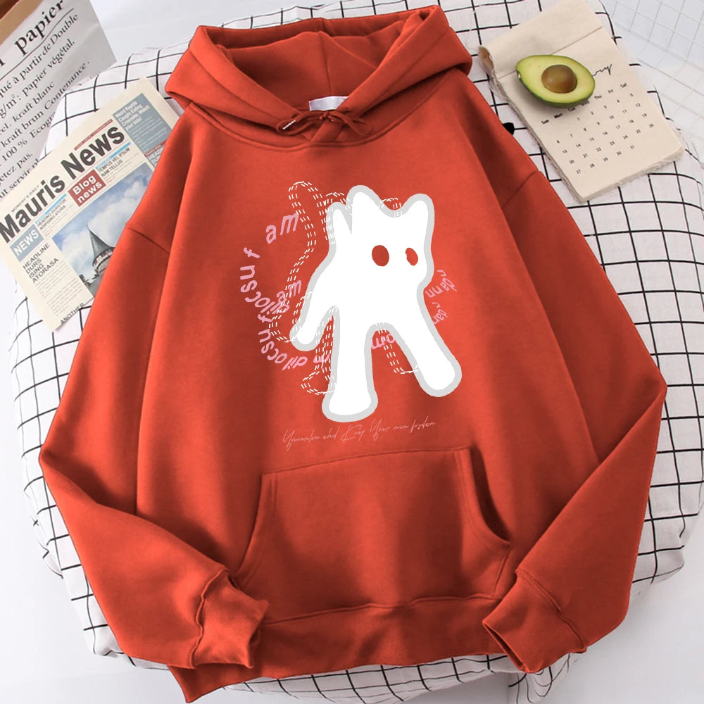 Ghost Cat Funny Abstract Print Men Hoody Breathable Versatile Sweatshirt High-Quality Casual Hoodies Outdoor Loose Fittingtops