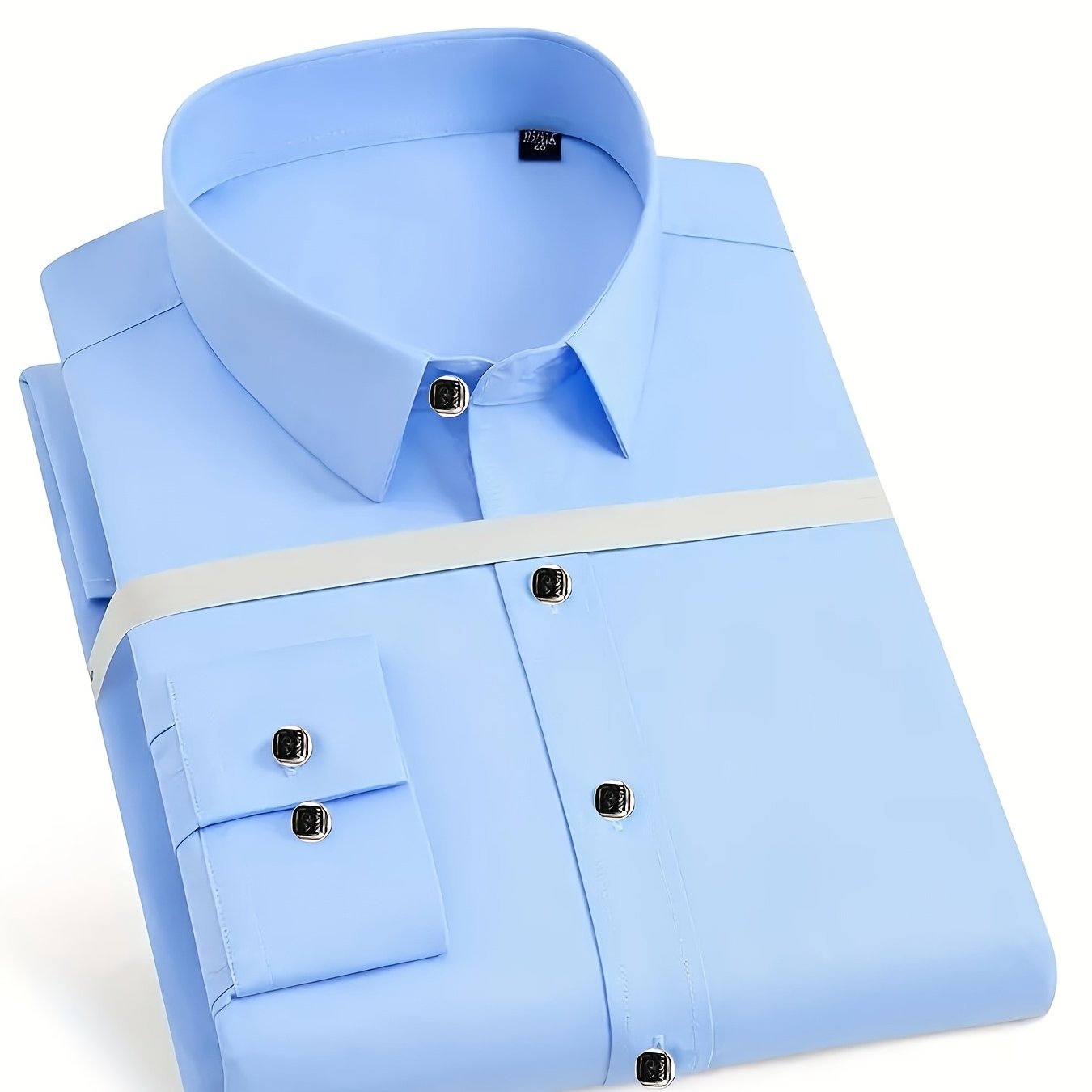 Men'S Slim-Fit Elegant Black Long-Sleeve Button- Shirt | Lightweight, Geometric Pattern, Smooth Texture, Suitable for Casual and Formal Occasions, All-Season